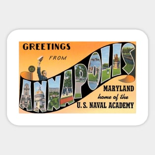 Greetings from Annapolis, Maryland - Vintage Large Letter Postcard Sticker